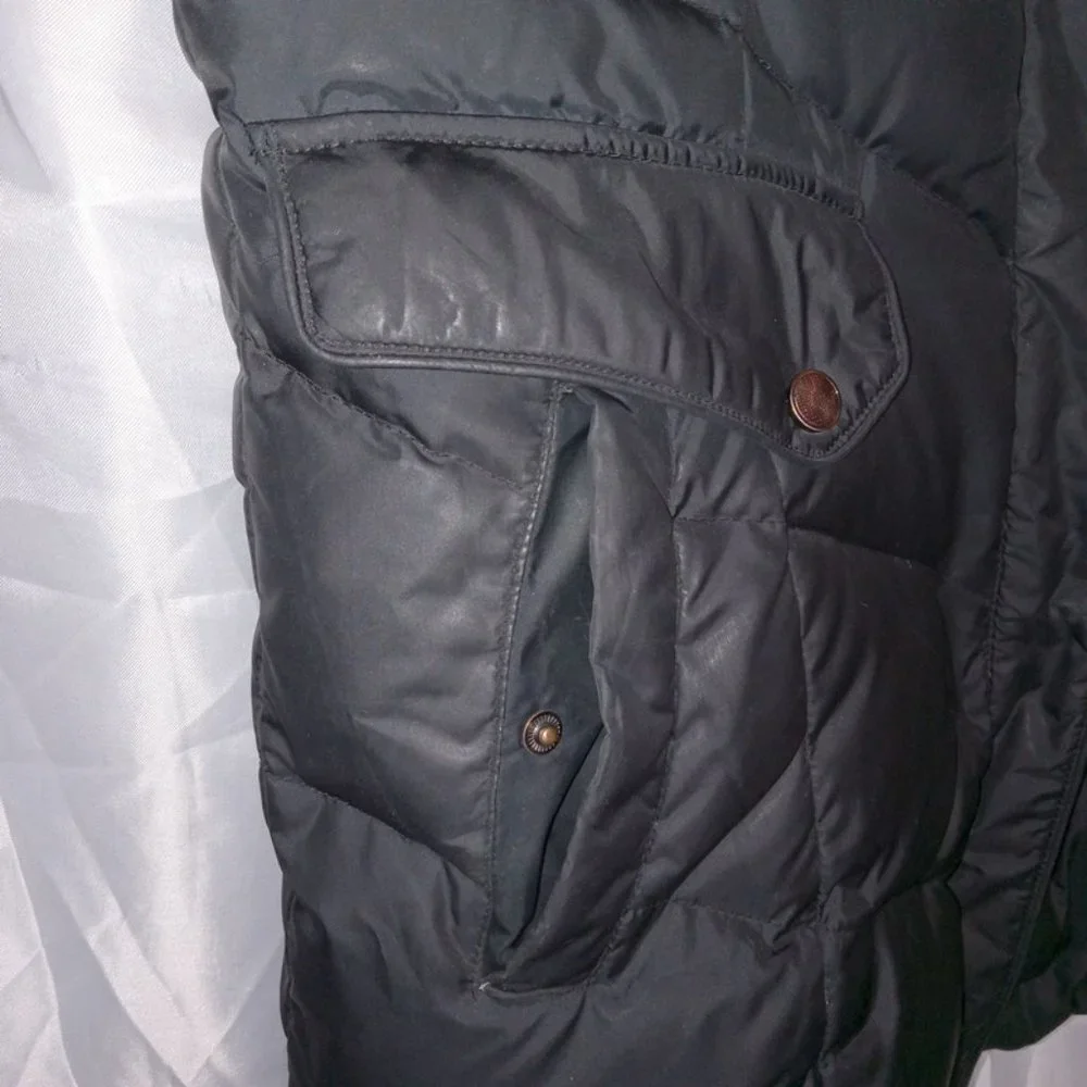 Cole Haan Black Women's Down Coat Jacket with Knit Collar size Large - Picture 3 of 12
